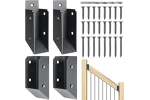 AECXM 201 Stainless Steel 2" x 4" (1 ½" x 3 ½" Actual) Deck Railing 35° Stair Connectors, for Deck Railing Stair Handrail Connection Installation Deck Railing Bracket (2 Pair-Black)