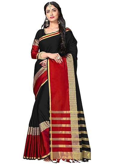 Womens Handloom Sarees (jari143-black_red_black)