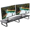 VIVO 39 inch Extra Long Monitor Stand, Wood & Steel Desktop Riser, Dual Screen, TV, Keyboard, Laptop, Ergonomic Desk and Tabletop Organizer, Black, STAND-V000DL