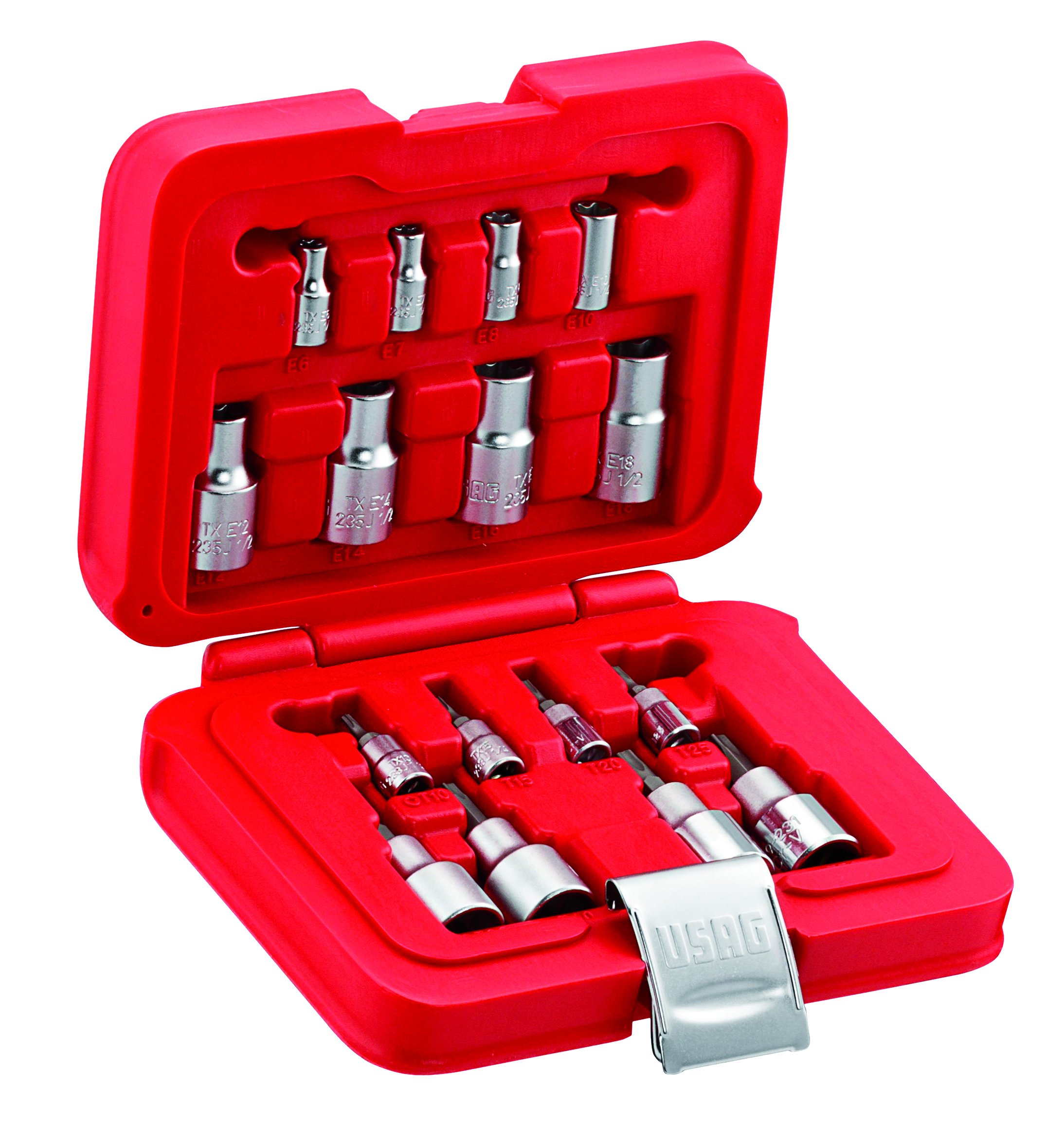 USAG U06010009 - 601 1/4"-1/2" JTX16 - Assortment with TORX® sockets in modular box (16 pcs.)