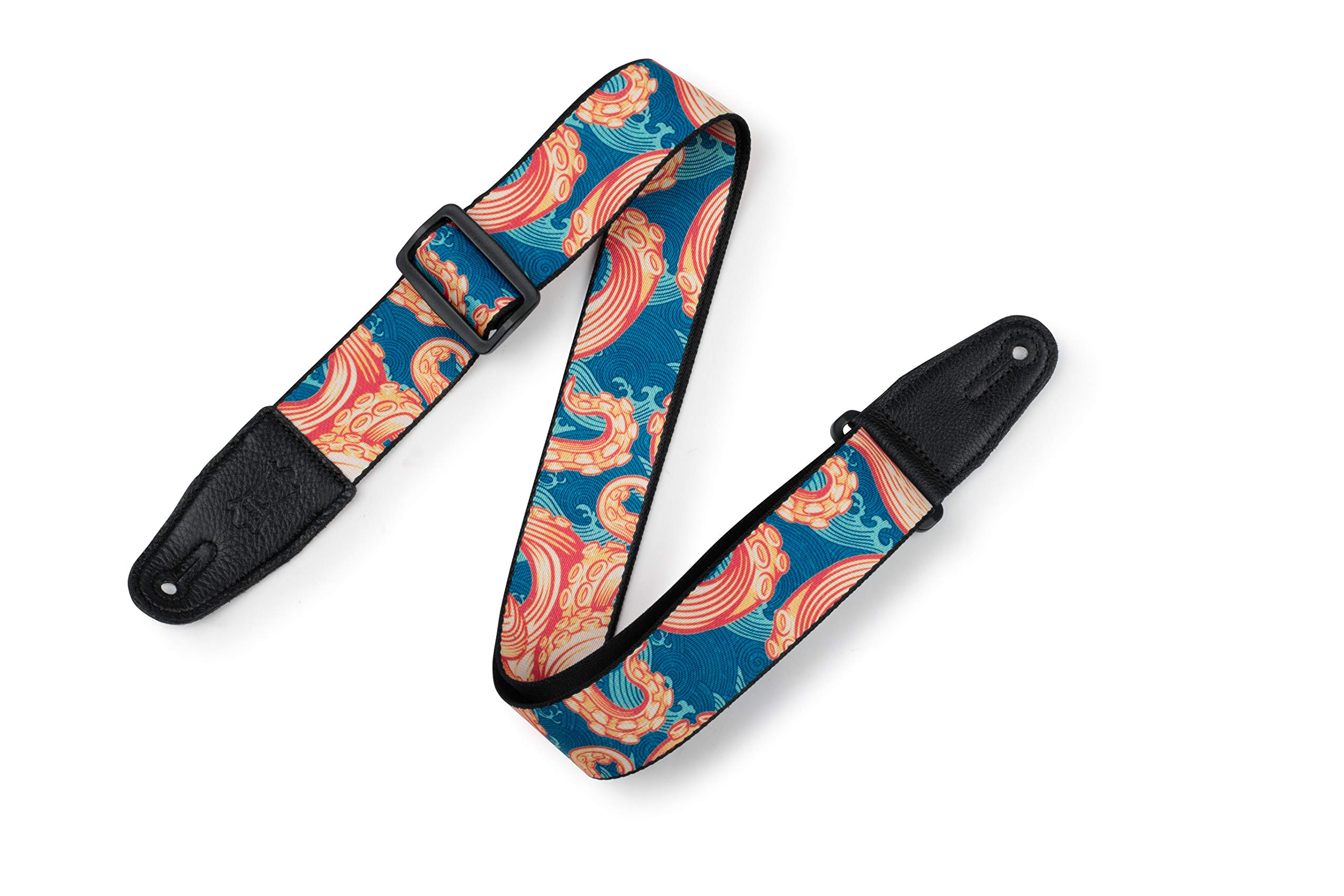 Levy's Leathers Guitar Strap MPD2-117 Prints Polyester With Leather Ends 2" - Tentacles Withaves