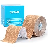 OK TAPE PRO Kinesiology Tape, 2inch x Long Roll 16ft Free Cut Tape, Elastic Athletic Tape Therapeutic Latex Free, Beige+Beige