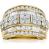 Ross-Simons 2.00 ct. t.w. Round and Baguette Diamond Multi-Row Ring in 14kt Yellow Gold