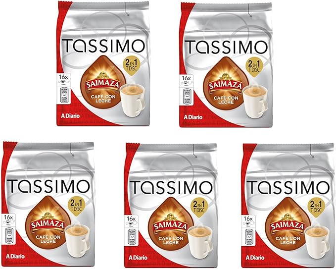 5 x Tassimo Saimaza Coffee + Milk 180ml 16 Discs Amazon.co.uk Grocery