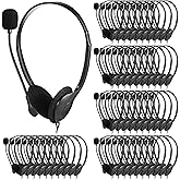 Kathfly Headset with Microphone Black Stereo Headphones Adjustable Office Conference Headphones with 3.5mm Plug for Adult Mobile Phone Tablet Business Call Center(20 Pcs)