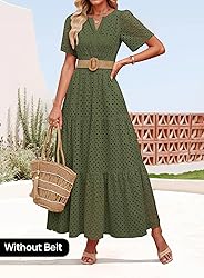 ZESICA Women's 2025 Summer Short Sleeve Maxi Dress