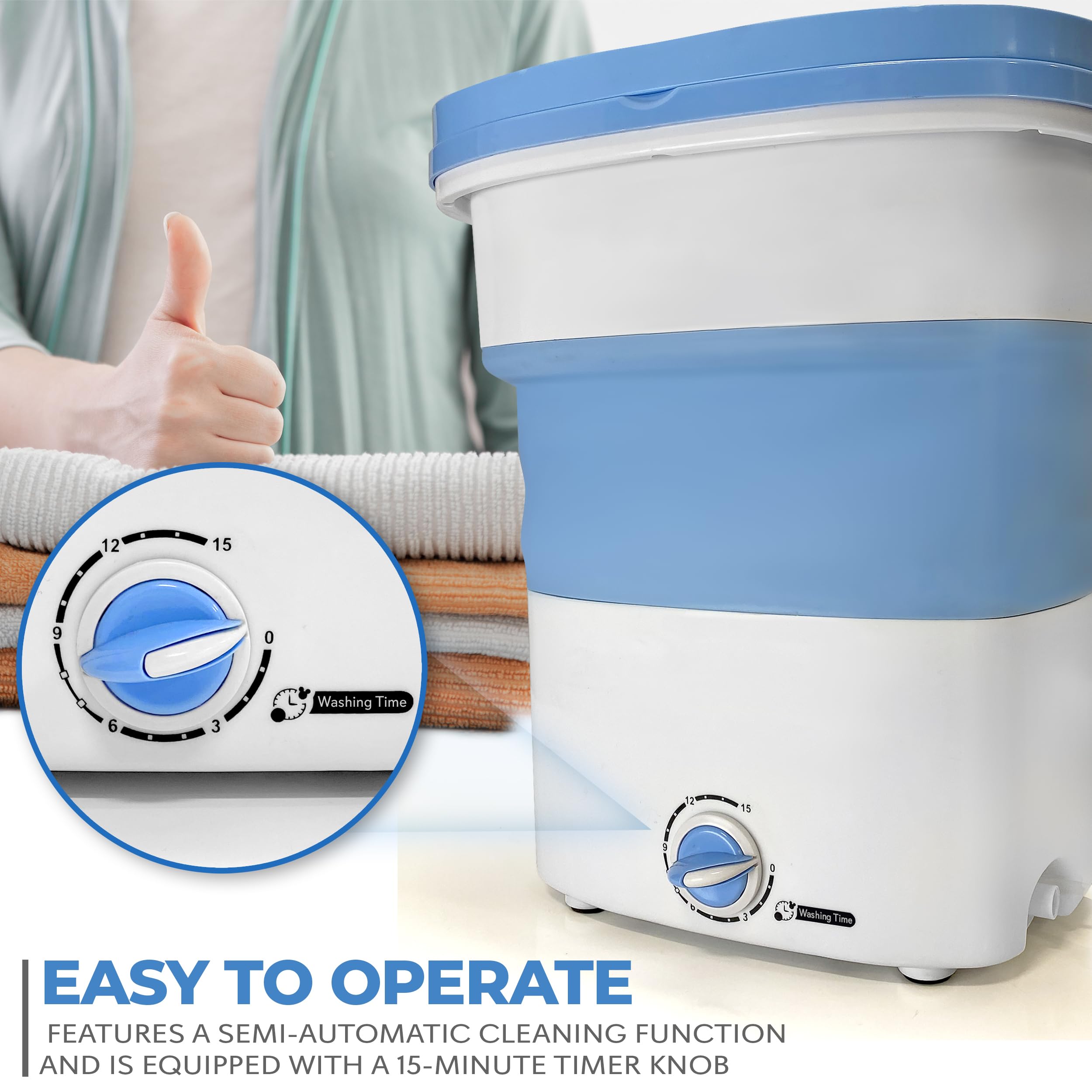 Portable Washing Machine Mini Washer Lightweight Collapsible Bucket - Perfect for Camping, Travelling, Apartment