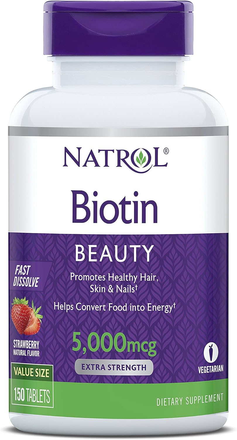 Natrol Biotin Beauty Tablets, Promotes Healthy Hair, Skin & Nails, Helps Support Energy Metabolism, Helps Convert Food Into Energy, 5,000mcg, 90Count: Health & Personal Care
