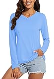 MAGCOMSEN UPF 50+ Vneck T-Shirts for Women Sun