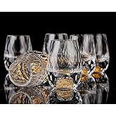 DUJUST Diamond Shot Glasses (1.5oz), Crystal Shot Glass Set Decorated with 24K Gold Leaf Flakes, Luxury & Cute Shot Cups, BPA-Free & Lead-Free, Perfect for Décor & Collection, Gift Choice - 6 pcs