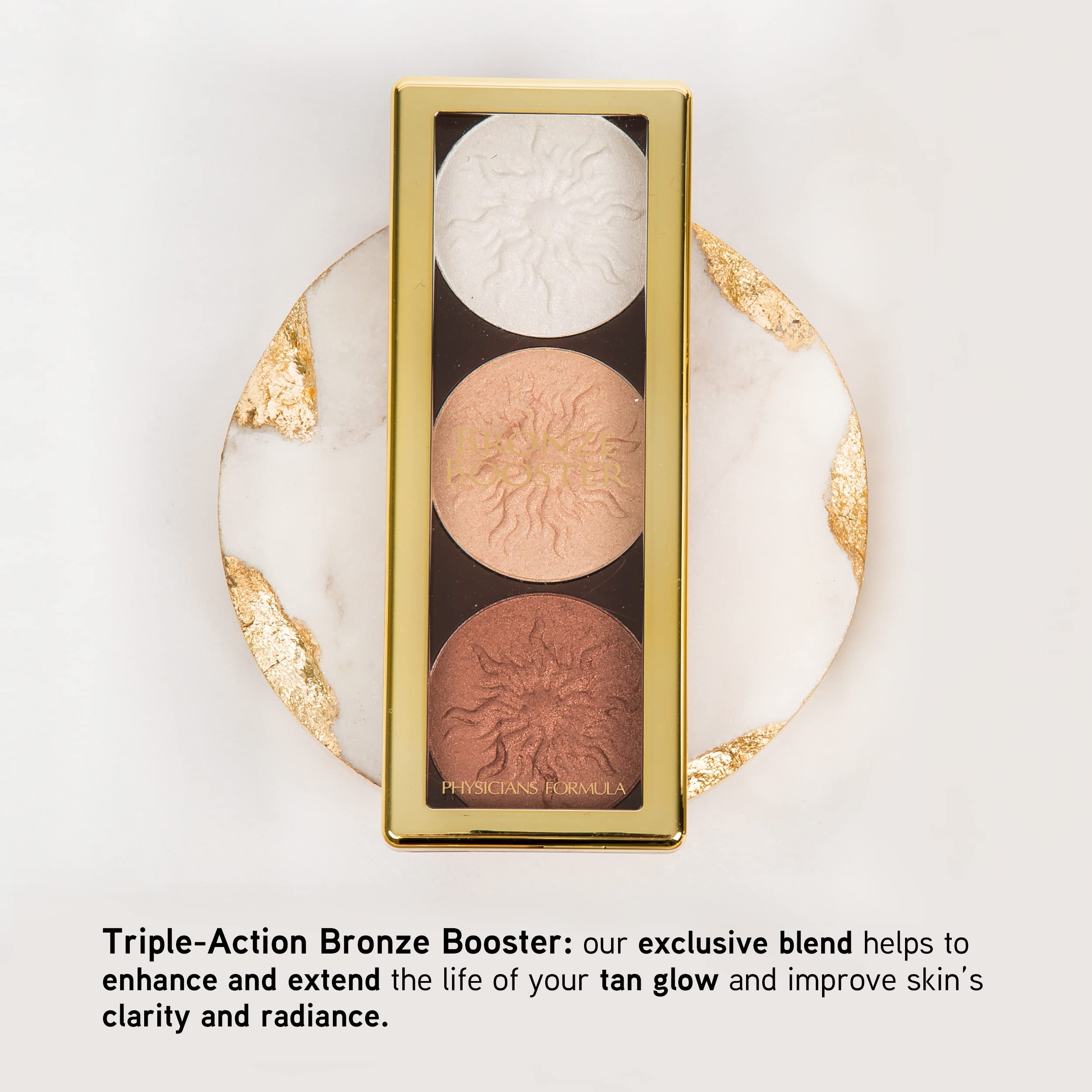 Physicians Formula Bronze Booster Highlight & Contour Palette with Brush, Blendable & Buildable Finish - Shimmer Glow