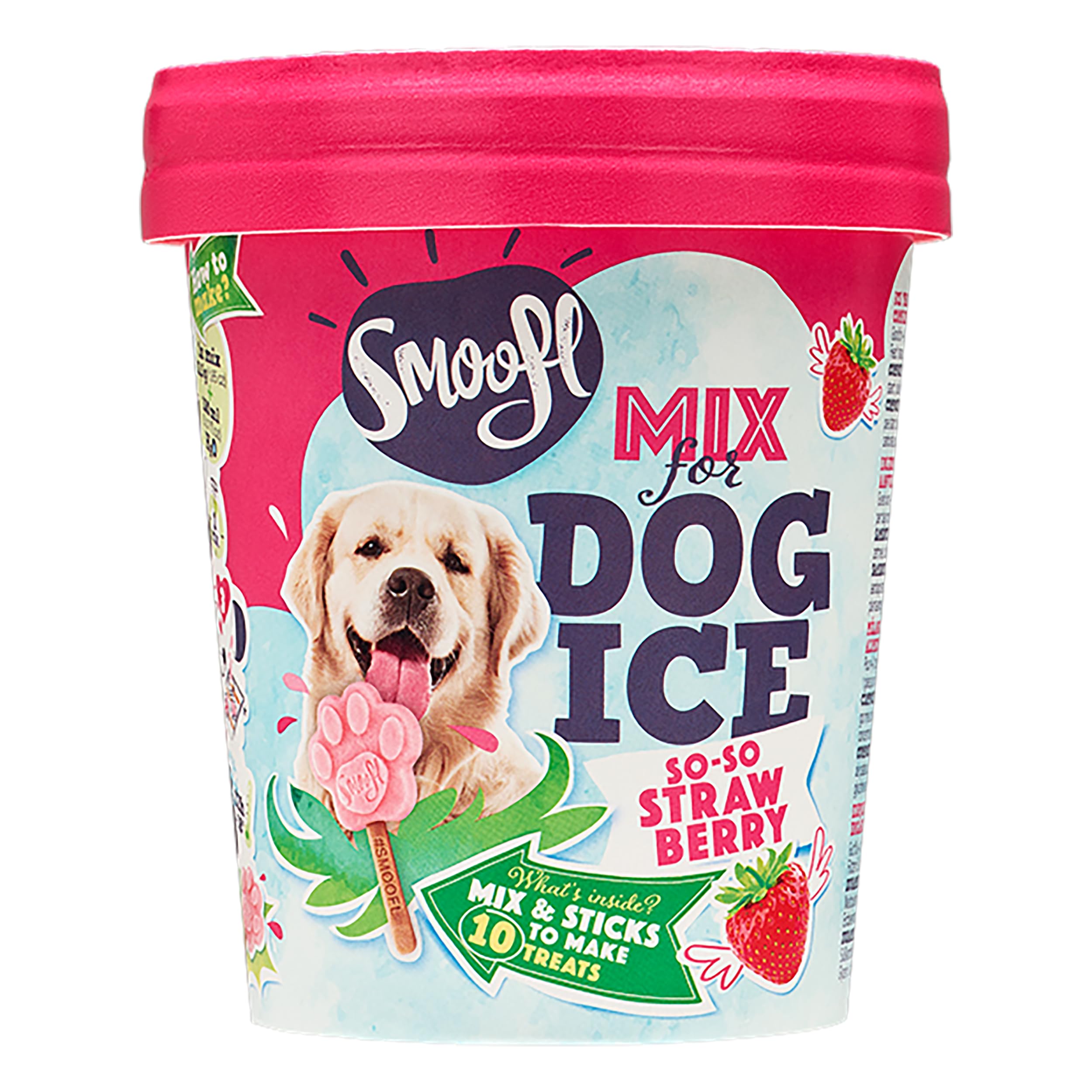 Smoofl Premium Dog Snacks: Ice Cream for dogs as a snack to cool down in summer and as a healthy dog treat with refreshing effect, dog ice lollies with strawberry flavour