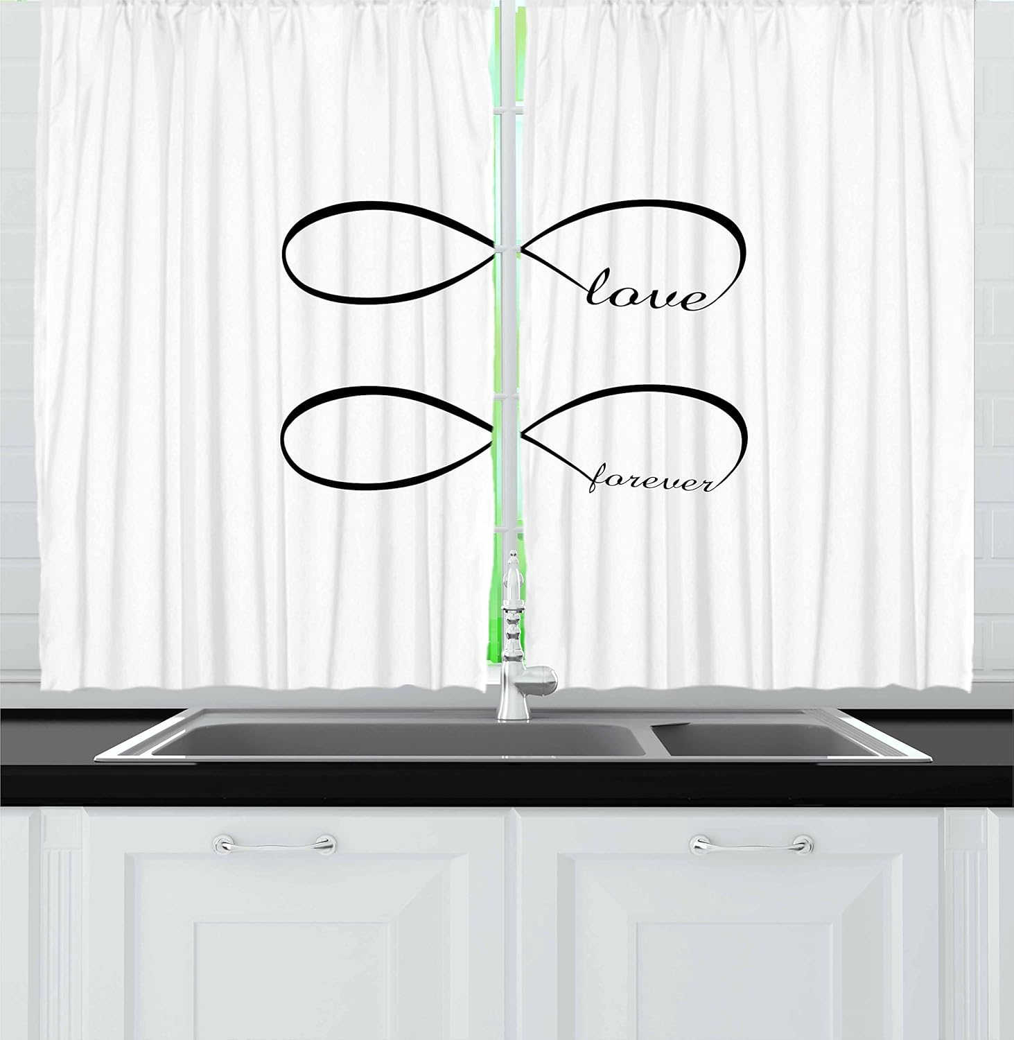Amazon Com Ambesonne Love Kitchen Curtains Infinity With