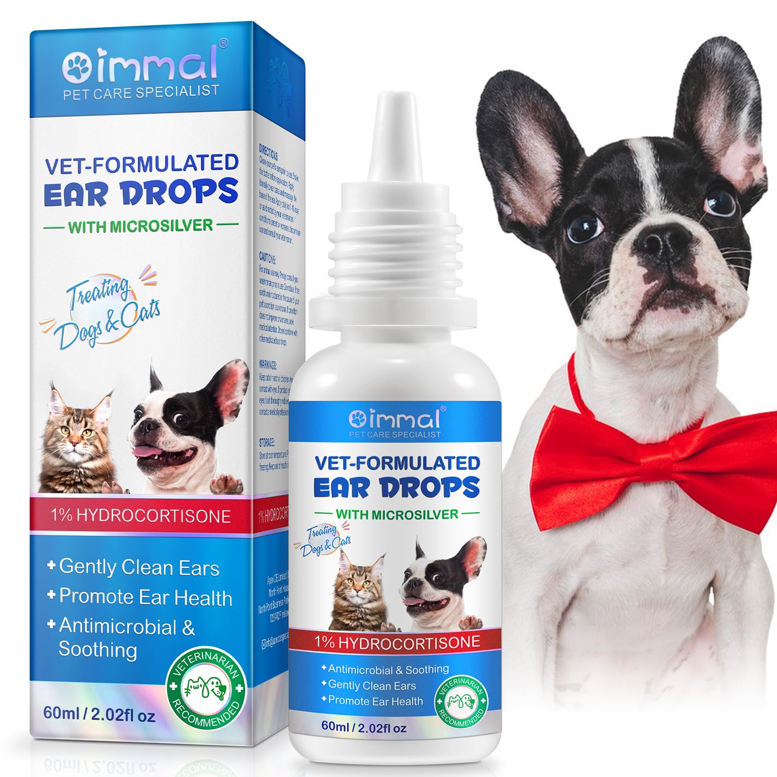 Ear Drops for Cats & Dogs & Small Pets,Animal Antiseptic Ear Drops itching and odours,Soothe,Clean & Protect-Fights Infection and Soothes Irritation,Stops Odours,Scratching & Discomfort,Anti-fungal