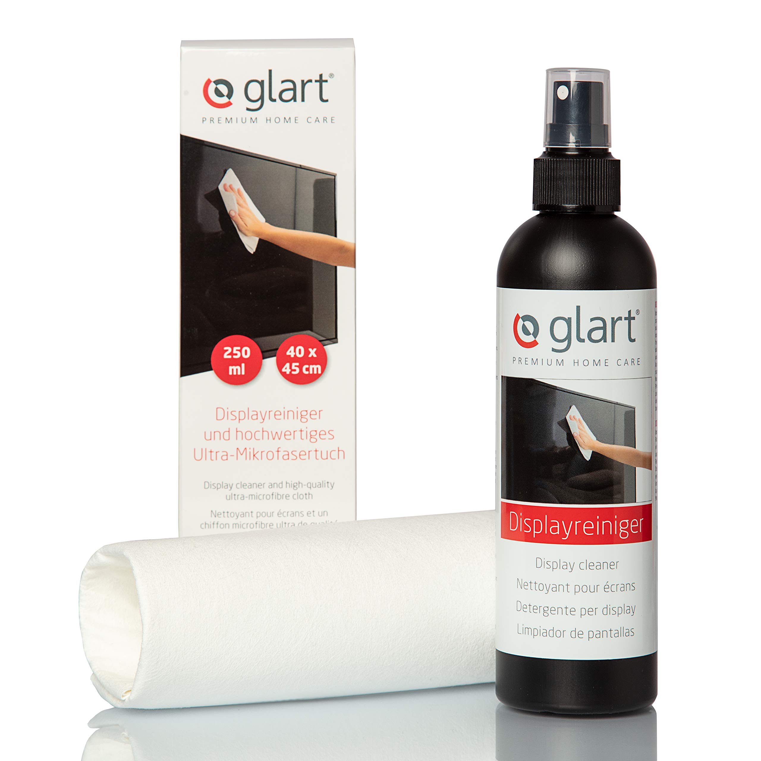 Glart Displayreiniger 250 ml und hochwertiges Ultra-Mikrofasertuch