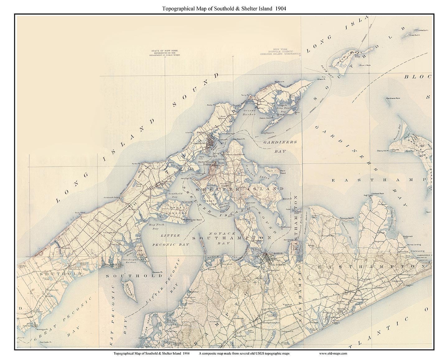 Southold & Shelter Island, Long Island, New York 1904 Map