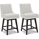 CHITA Bar Stools Set of 2, Counter Height Swivel Barstools, FSC Certified Morden Upholstered Fabric Counter Chairs with Back 