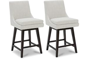 CHITA Bar Stools Set of 2, Counter Height Swivel Barstools, FSC Certified Morden Upholstered Fabric Counter Chairs with Back Support, 26.8" H Seat Height, Fabric in Ivory