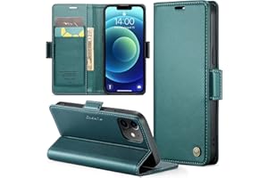 Rerzoiro for iPhone 12 Mini Case, Premium PU Leather Wallet Case Flip Cover with [RFID Blocking][Card Holder][Stand Function] Shockproof Protective for iPhone 12 Mini 5.4 inch, Blue-Green