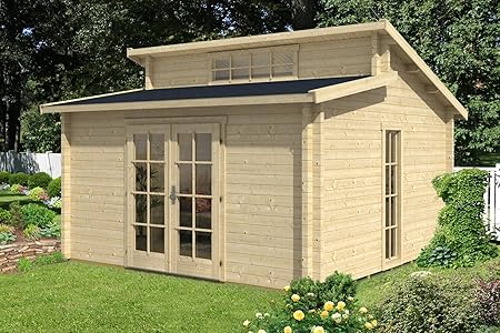 Carlsson Alpholz Gartenhaus Lausitz Aus Massiv Holz Geratehaus Mit 40 Mm Wandstarke Garten Holzhaus Inklusive Montagematerial Gerateschuppen Grosse 420 X 420 Cm Pultdach Amazon De Garten