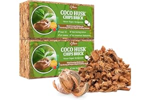 Riare 2 Pack Coco Chips Substrate for Plants- 2.2lb 100% Organic Coconut Husk Brick with Low EC and pH Balanced, High Expansion Coconut Substrate Coco Husk Mulch for Garden Flowers, Herbs, Planting