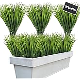 Tecbeauty 30 Bundles Artificial Outdoor Plants, Fake Wheat Grass Faux Plastic Plants UV Resistant Artificial Greenery Shrubs for Garden Patio Porch Window Box Decor