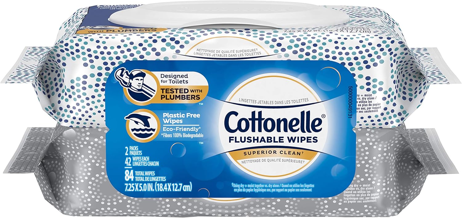 Cottonelle Flushable Wet Wipes, 84 Wipes per Pack, 1 pack, For Adults