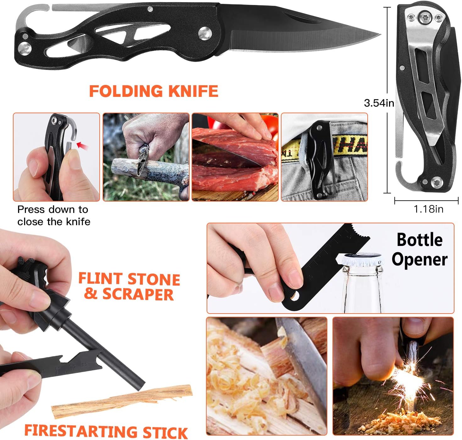 KOSIN Survival Gear and Equipment, 500 Pcs Survival First Aid kit, Fishing Gifts for Men Dad Boy Fathers Day, Trauma Bag Compatible Outdoor Tactical Gear Molle Pouch for Camping Hunting Hiking: Health & Personal Care