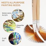 Prasacco 5 Pieces Fan Brush Set Nylon Hair Wooden Handle Painting Brushes view 5