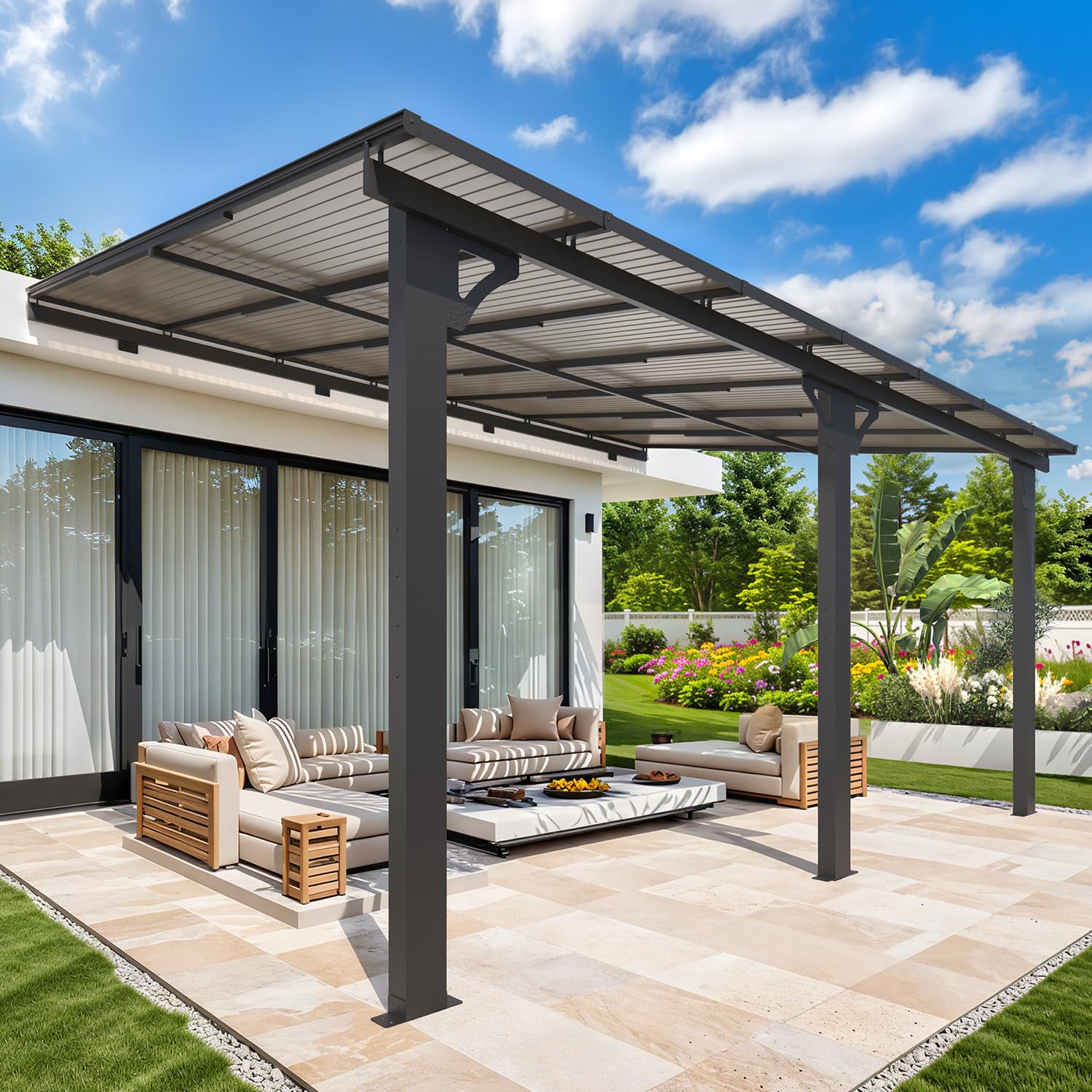 AECOJOY 10' x 14' Adjustable Height Outdoor Lean to