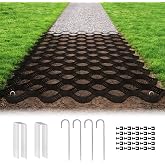 Gravel Grid 2'' Depth with Metal Stakes, 6.6x16.4 FT Geogrid for Gravel Driveway 2200 lbs per Sq FT Erosion Control Ground Grid Gravel Stabilizer Grid for Driveway, Parking Lot, Slope, Walkway, Patio