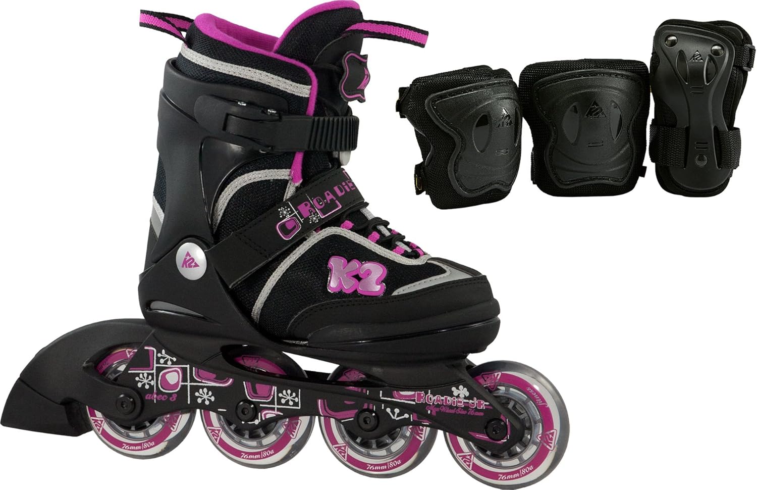 K2 Skates Mädchen ROADIE JR. PACK GIRLS Inline Skates, SchwarzSilber