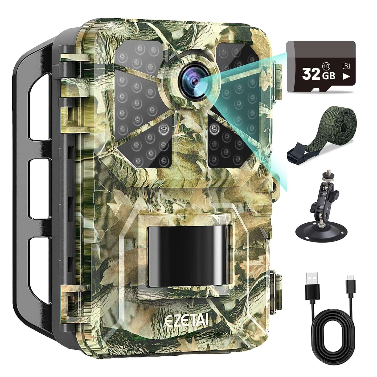 EZETAI Wildlife Camera with Night Vision Motion Activated 1520P 20MP Trail Camera,garden animal cameras for outdoors with 32GB Card for Wildlife Monitoring Garden Safety…