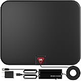 Gesobyte Amplified HD Digital TV Antenna Long 200 Miles Range - Support 4K 1080p Fire tv Stick and All Older TV's - Indoor Sm