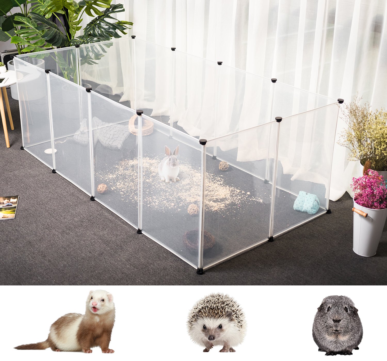 Tespo Dog Playpen, Portable Large Plastic Yard Fence for Small Animals