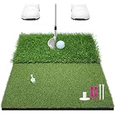 Golf Hitting Mat, 16 x 16 in 10mm EVA Base Dual-Turf Golf Practice Mat | Portable fairway &amp; rough turf, 10mm textured EVA base adds grip for all skill levels, home, garage &amp; backyard practice