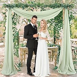 Wedding Arch Draping Fabric, 2 Panels 18FT Sage