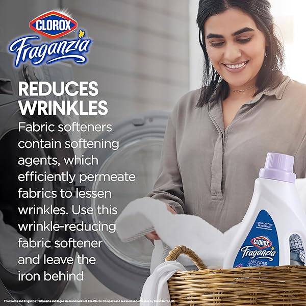 CLOROX FRAGANZIA LIQUID LAUNDRY FABRIC SOFTENER, LAVENDER WITH EUCALYPTUS SCENT – LAUNDRY ODOR ELIMINATOR, WRINKLE REDUCER AND STATIC REDUCER, 40 FL OZ