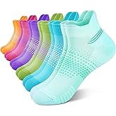 PAPLUS Ankle Compression Socks for Women 6 Pairs, Running Socks with Heel Tab, Cushioned Low Cut Athletic Socks