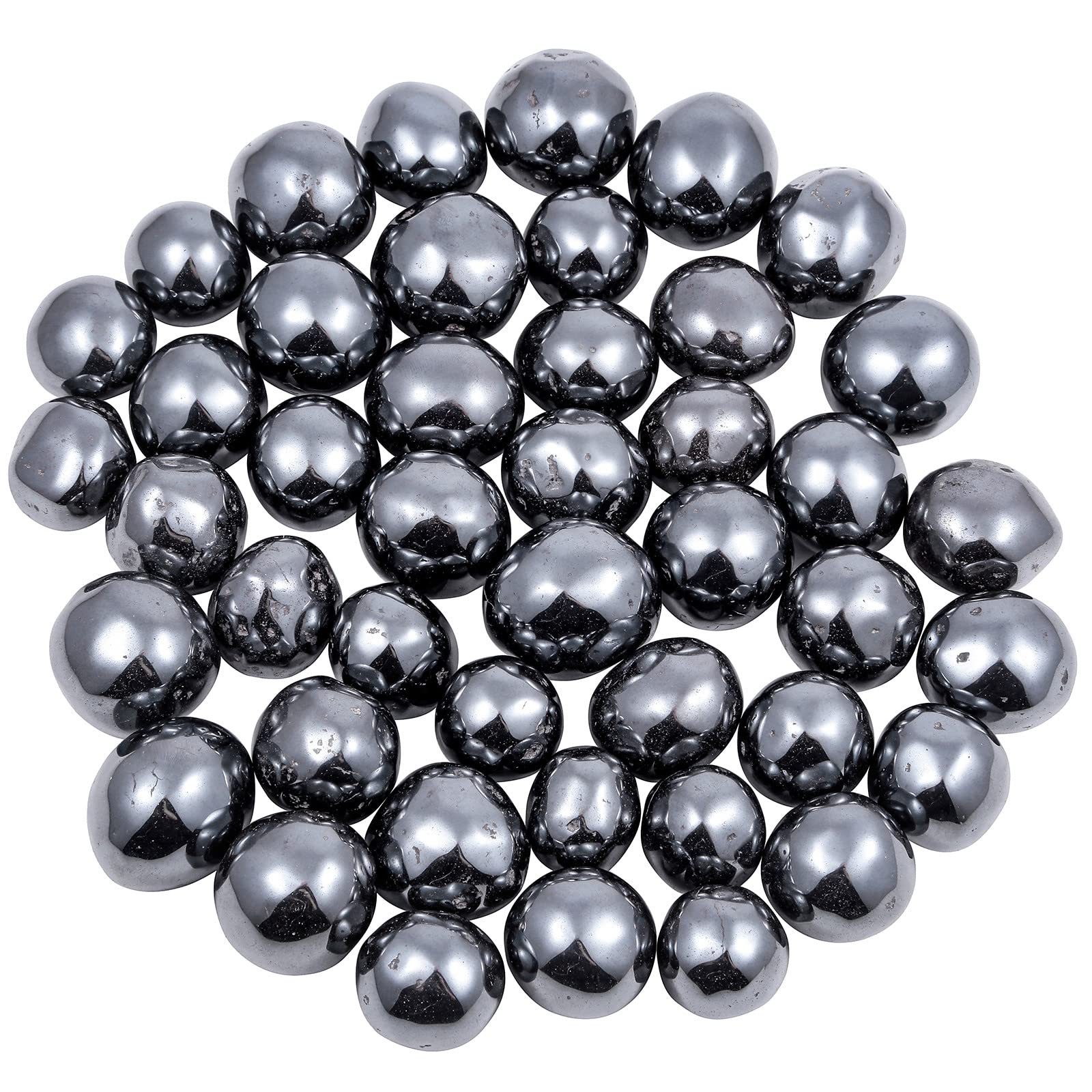 mookaitedecor 1lb/460g Hematite Tumble Stones and Crystals Bulk Irregular Rocks Black Decorative Stones for Plant Pot Fish Tank Vase Bonsai Home Decor Reiki Healing Hematite Crystal Stones