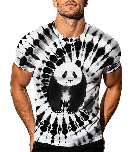 VNBNT Blue Orange Tie Dye Shirt Men 3D Print Colorful Short Sleeve