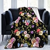 Abucaky Colorful Peony Flowers Print Fleece Throw Blanket Ultra Soft Cozy Decorative Flannel Blanket All Season for Home Couch Bed Chair Travel 50x40in