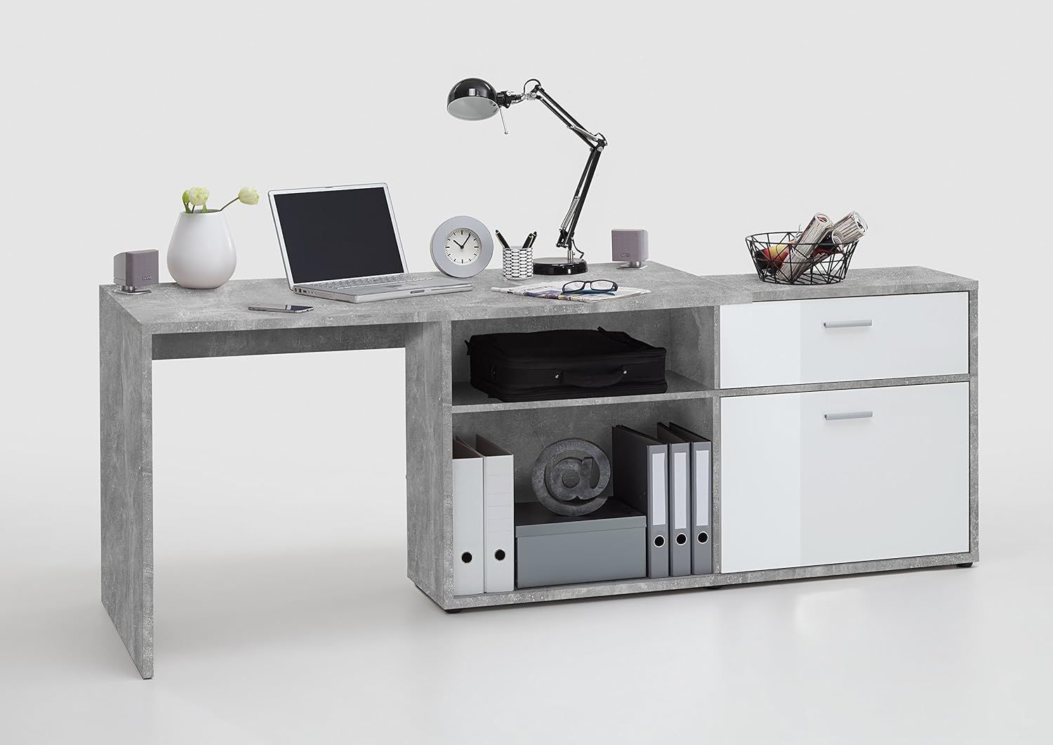 Home Office Furniture Computer Desk Study Grey and White Amazon.co.uk