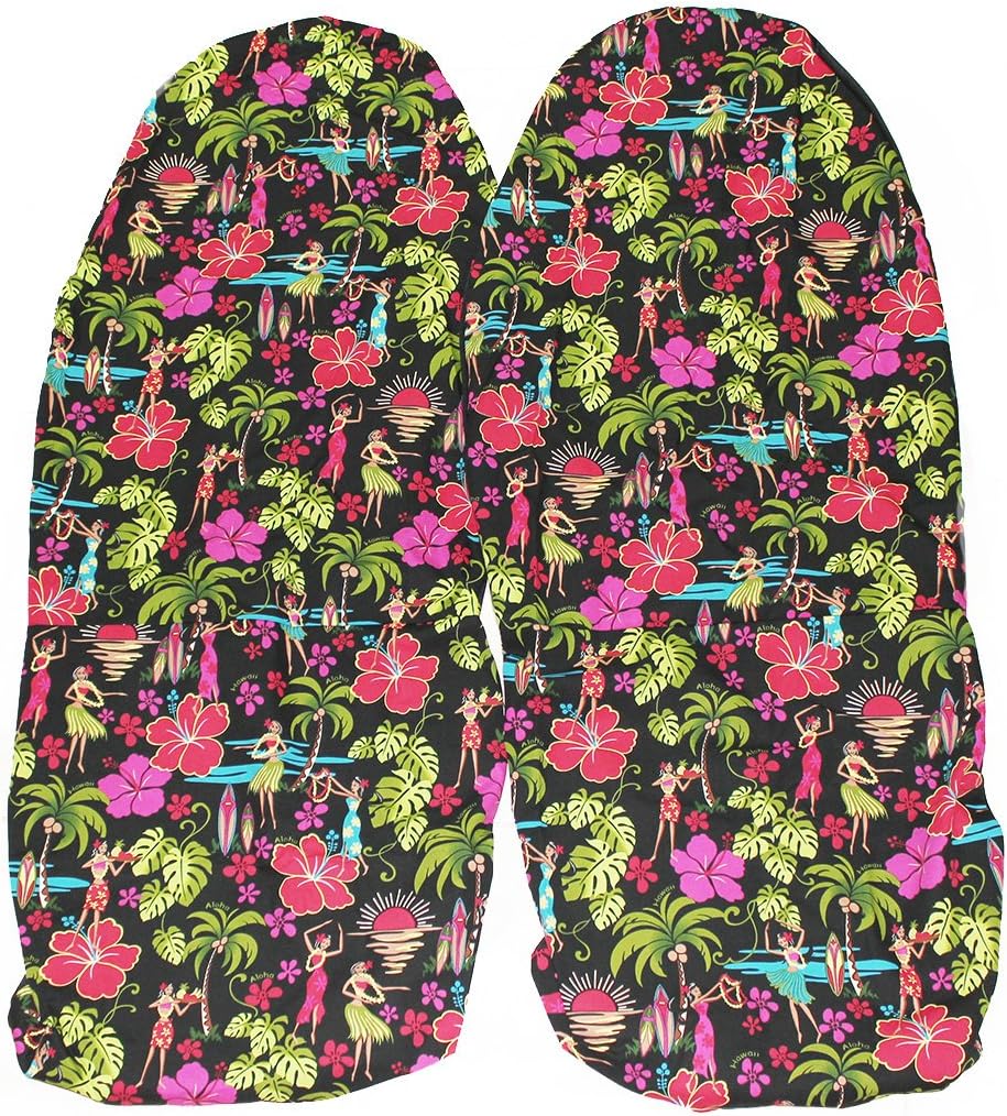 Hawaiian car seat cover, Hawaii Hula Girls, Set of 2 Front Bucket Seat Covers, Made in Hawaii USA (Hula Girls Black)