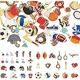 Craftdady Enamel Sports Charms Helmet Baseball Football Volleyball Basketball Charms Ball Game Pendants for Jewelry Making Necklace Bracelet Earrings