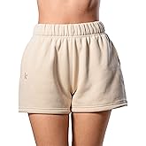Kamo Fitness CozyTec Sweat Shorts Women High Waisted Lounge Comfy Casual Cotton Shorts with Pockets