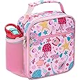 Bagseri Lunch Bag for Kids - Girls Lunch Box Insulated Leak-Proof and Reusable Lunch Bag for Girls With Water Bottle Holder Toddler Lunch Box for Daycare and School, Pink Marine Animals