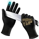 COOLJOB A3 Cut Resistant Safety Work Gloves with Nitrile Rubber Coating | Non‑Slip, Touchscreen &amp; Flexible, Perfect for Glass Handling Wood Carving, Saltwater Fishing Gear, S-XL, Grey / Black