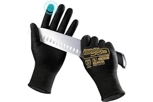 COOLJOB A3 Cut Resistant Safety Work Gloves for Men & Women, Sandy Nitrile Rubber Coated, Knife Proof HPPE and Metal Base, fo