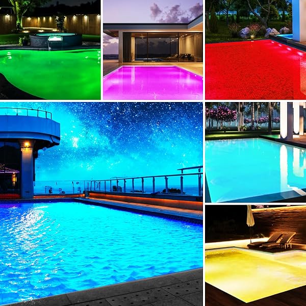 POOL LIGHTS FOR INGROUND POOL 10 INCHES 12 V LED LIGHTS EQUIVALENT 680 W BULBS RGB COLOR CHANGING UNDERWATER LAMP APP CONTROL LIGHT WITH 50 FOOT CORD AND RC & TRANSFORMER FOR 10 INCHES WET NICHE